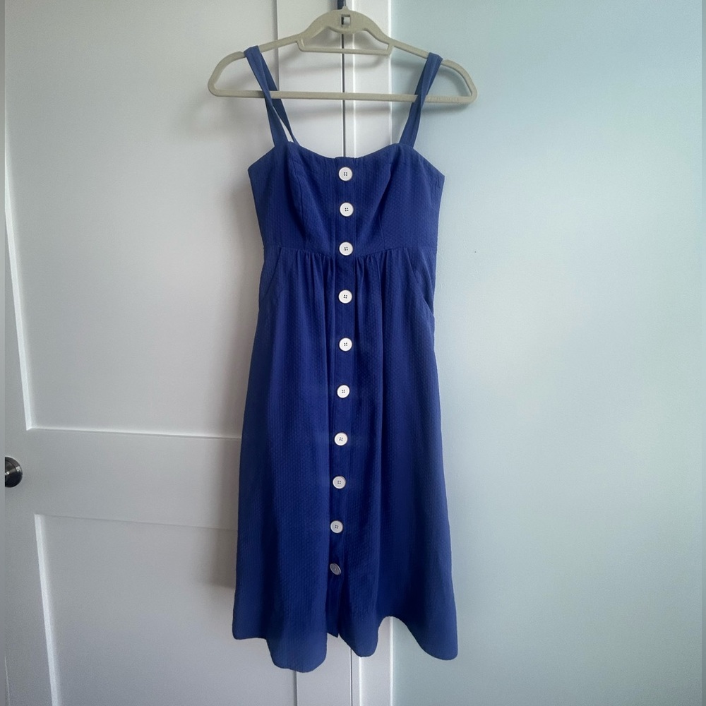 Maeve Blue Midi Dress with Pockets